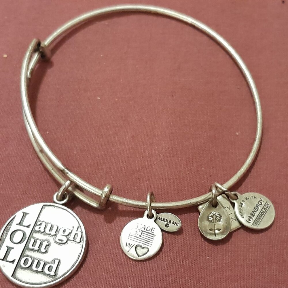 Alex and Ani Laugh Out Loud Charm Bangle Bracelet RARE